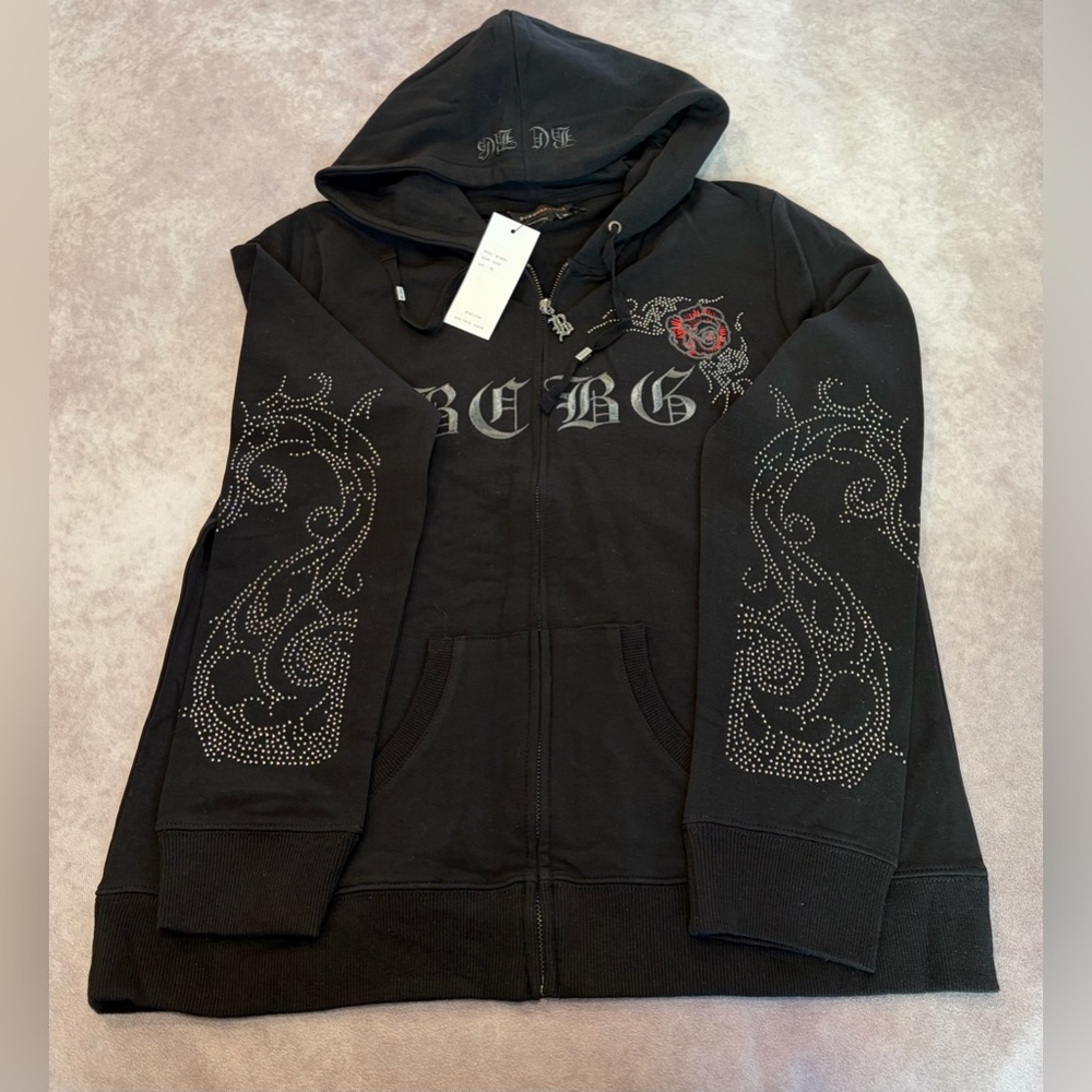BCBG Maxazria:XL Black Hoodie and Pants Set with Red Accents 95% Cotton Pockets - Picture 7 of 16